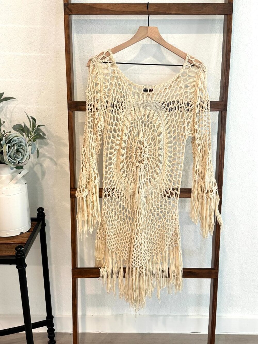 Asha White Crochet Swim Cover Up Dress Women’s Resort Beach Vacation - Picture 3 of 9